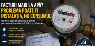 Facturi mari la apă? Problema poate fi instalația, nu consumul Apometru care indică un consum ridicat de apă într-un apartament din București, sugerând pierderi în instalația sanitară