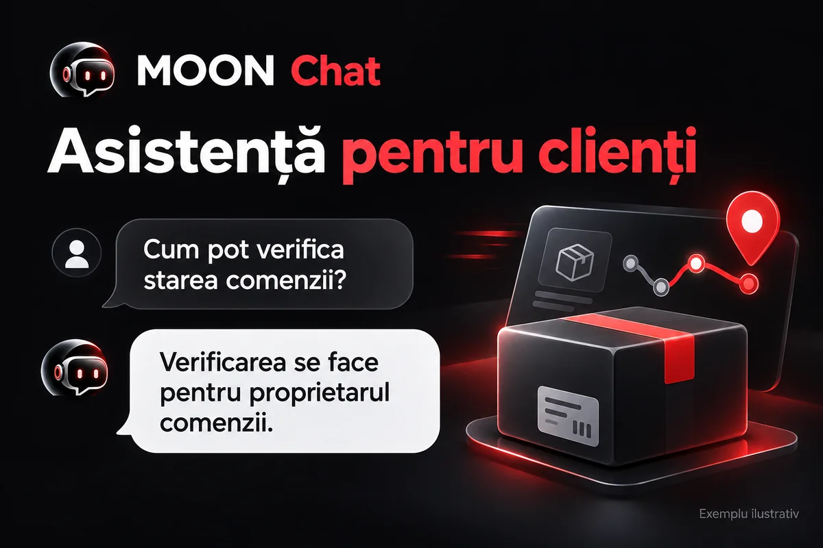 Ilustrație MOON Chat despre verificarea stării unei comenzi pentru proprietarul acesteia